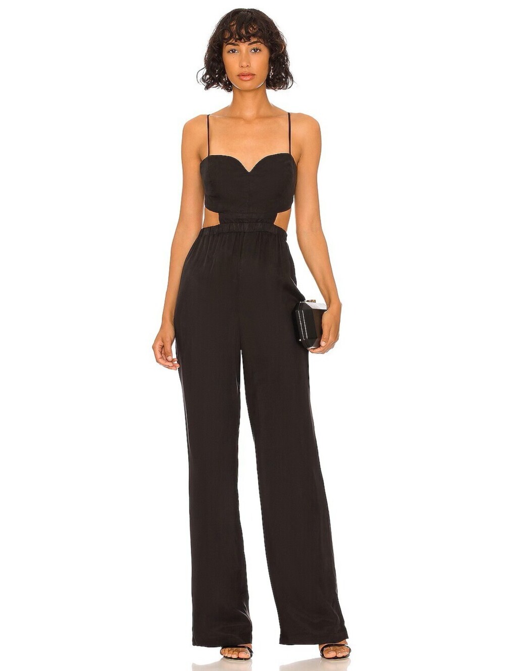 Revolve Karina Grimaldi Alex Black Cutout Wide Leg Jumpsuit Size S